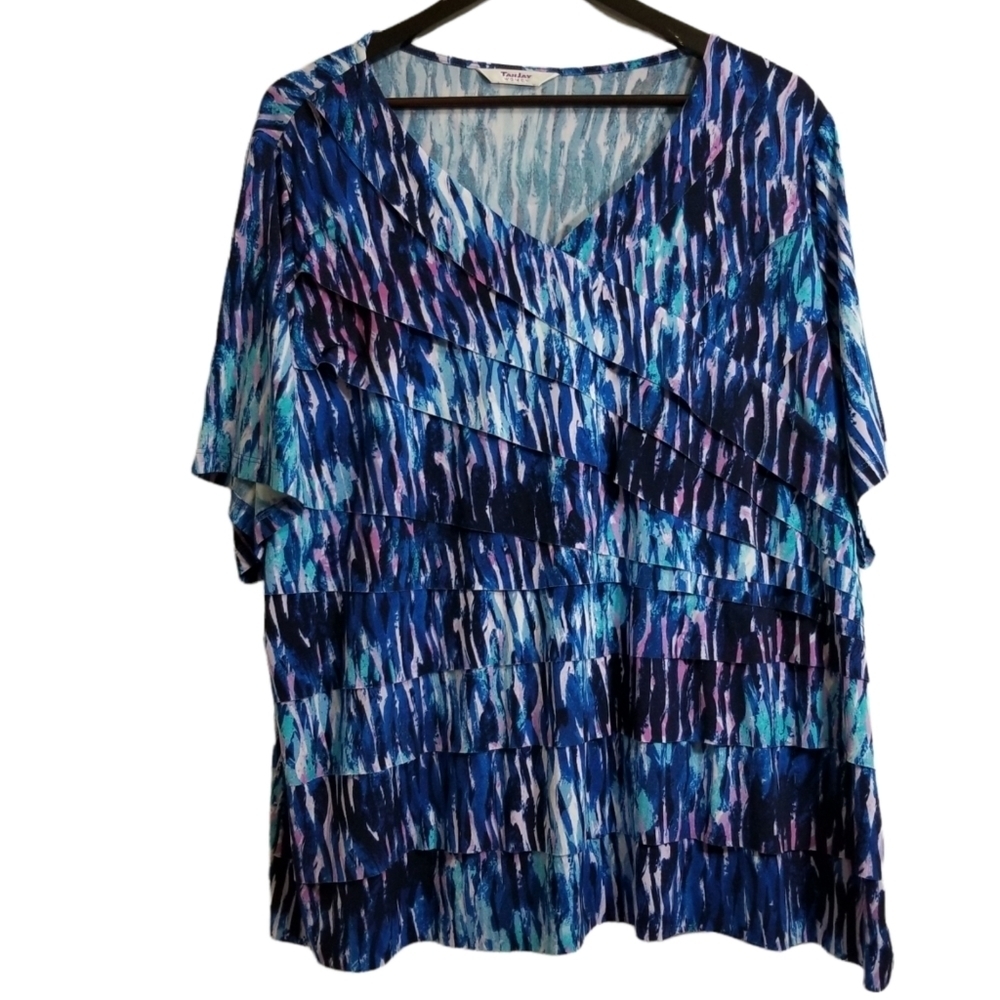 Tanjay plus size patterned blue/purple plus size top
